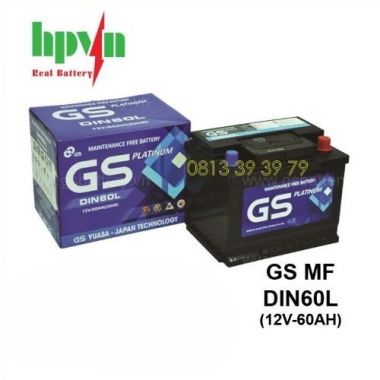 Ắc Quy GS 12V 60Ah DIN60L Chính Hãng