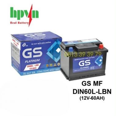 Ắc Quy GS 12V 60Ah DIN60L-LBN Chính Hãng