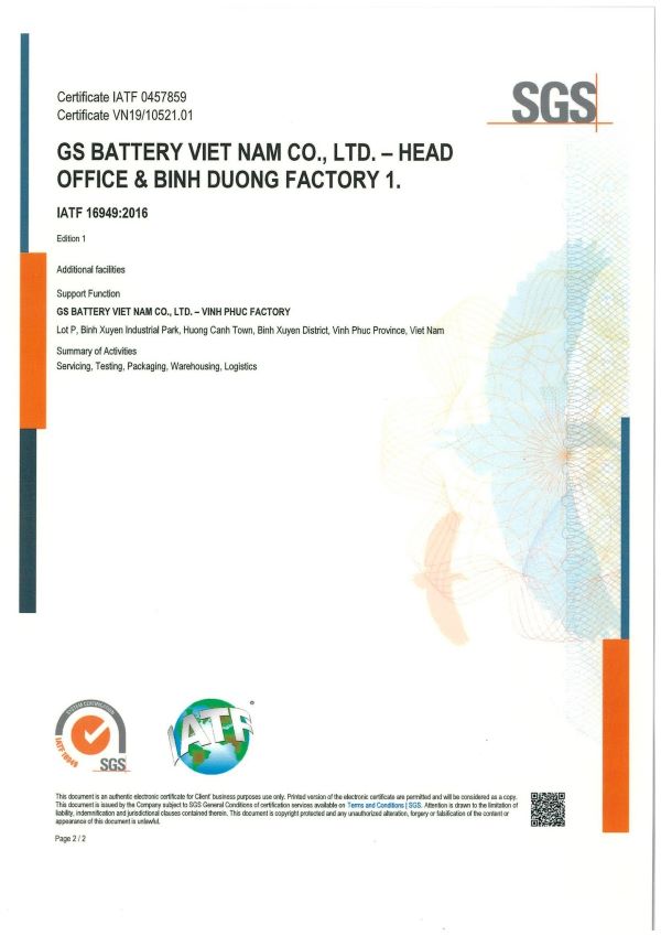 Chứng nhận chất lượng IATF quốc tế năm 2016