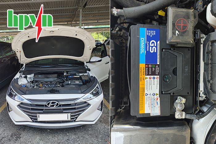 lắp b&igrave;nh ắc quy GS 60Ah DIN60L Ch&iacute;nh H&atilde;ng