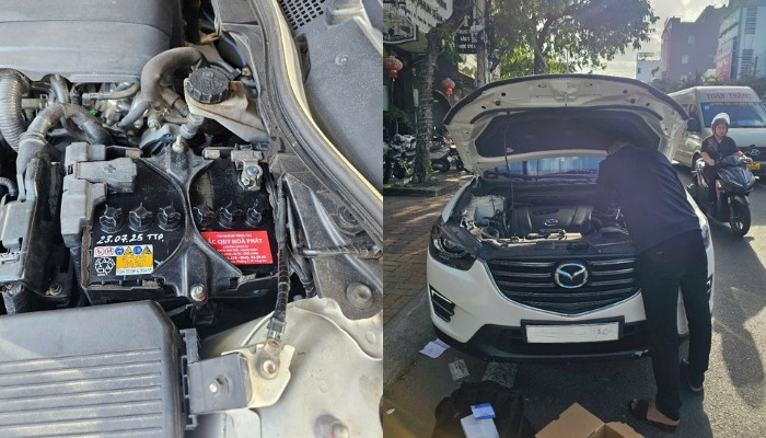 Thay bình ắc quy GS Q-85 cho dòng xe Mazda i-Stop